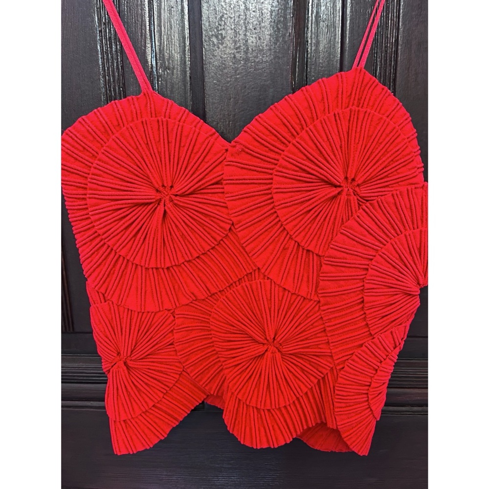 Giorgio Armani Asymmetrical Red Strappy Top